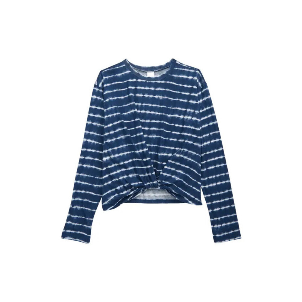 Nordstrom Kids Twist Front Long Sleeve T-Shirt In Blue Tie Dye Size L 10-12